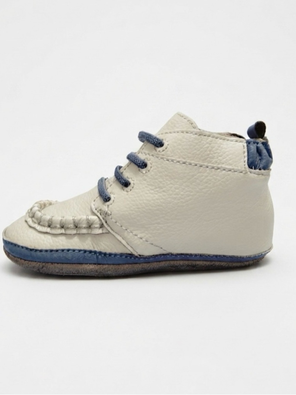 Robeez White and Navy Leather Baby Moccasins